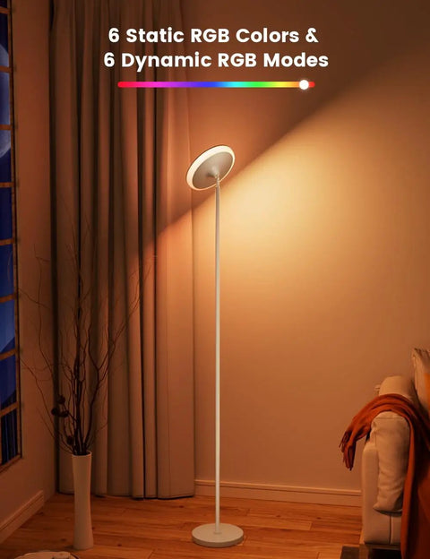71 Inch Tall LED Floor Lamp With Remote And Touch Control 42W 3700LM 5 Color Temperatures Dimmable Modern Corner Lamp