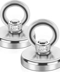 Heavy Duty Neodymium Fishing And Salvage Magnets Set For Lifting And Retrieval 32 Millimeter Diameter, showing 2-piece metal set