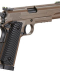 Aluminum VX-14 Gas Blowback 1911 Airsoft Pistol with green fiber optic sights and ridge rail, side view