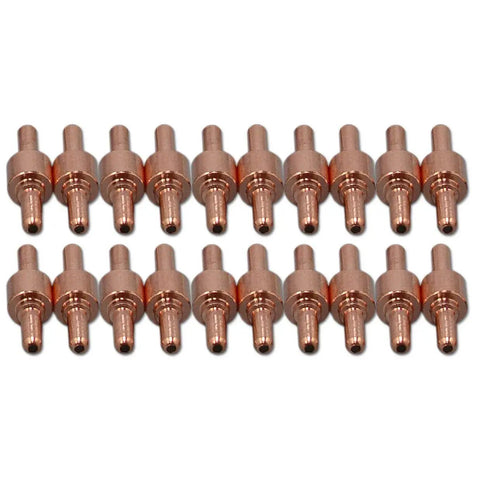 Copper-tipped electrodes from All In One Plasma Cutting Torch Consumables Kit For PT-31 JG-40 LG-40 Cutters With 18866 Tips Nozzles.