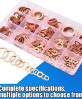 350 Piece Copper Washers Kit With Smooth Burr Free Seals Metric Sealing Crush Washers For Auto Plumbing And Machinery Durable Copper Washers Set With Standard Hole For Quick Installation in storage box