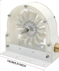 DIY Water Turbine Kit With Pelton Turbine And Impact Runner with acrylic shell, side view