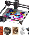 RAY5 20W Laser Engraver With 20000mW Output And 32 Bit Controller Beast Performance 130W CNC Laser Cutter engraving colorful cat design