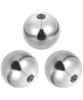 3 Pack M6 X 1mm Ball Knob Nuts With 30mm Outer Diameter, 304 Stainless Steel Round Screw Cap Covers For Light Fixtures And Machinery Hardware, Rust Resistant, Durable, Easy Fit, Silver Finish, shown in three views