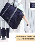 Foldable Travel Duffel Bag Set Two Pack Airline Friendly Carry On Luggage Weekender Tote For Women And Girls With Trolley Sleeve