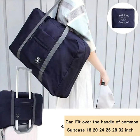 Foldable Travel Duffel Bag Set Two Pack Airline Friendly Carry On Luggage Weekender Tote For Women And Girls With Trolley Sleeve