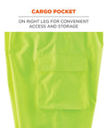 Hi Vis Rain Pants With Dirt Hiding Black Panels 2 Inch 3M Scotchlite Reflective showing cargo pocket detail