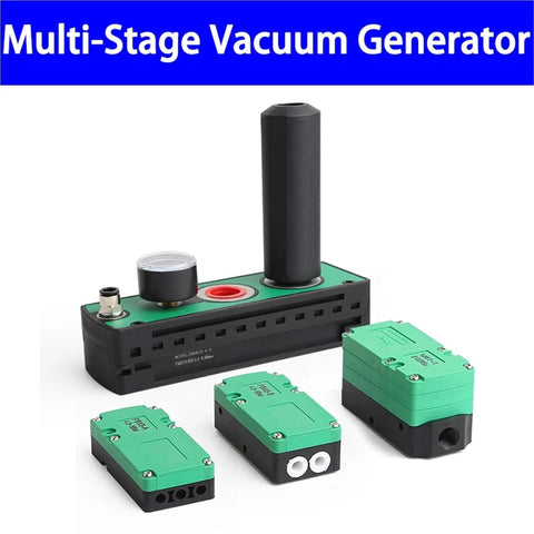 Mini Multi Stage Vacuum Generator With Energy Saving Design, high flow, killer suction, compatible PBX PBM, displayed components