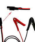 3.2 Foot Battery Clip On Crocodile Clamps With SAE Connector 14 AWG Solar Charger Extension Cable, red and black alligator clips visible