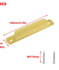 Gold Aluminum Window Sash Lift Handle Set 6 Pieces Finger Pulls with dimensions and screws shown