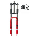 26 Inch Suspension Front Fork With One And One Eighth Inch Headset Disc Brake Ready Aluminum Triple Tree Red Travel 90 100mm