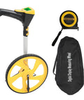 Real Deal Digital Measuring Wheel With Crisp Backlit Lcd Screen And Telescoping Handle Stretching To Forty Inches with black gear bag.