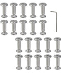 Twenty Sets Silver M3 X4mm Chicago Screws Stainless Steel Rivets With Metric Hex Key, 20 binding post fasteners.