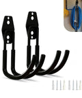 Badass Heavy Duty Steel Wall Mount For EV Charger And Cable Organizer, black iron hooks for garage storage, includes mounting hardware.