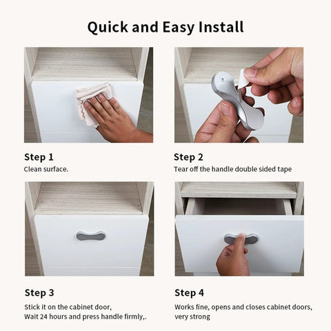 Step-by-step installation guide for 5 Pack Stick On Cabinet Handles And Drawer Pulls Three And One Quarter Inch Gray No Drill Self Adhesive Cabinet Hardware For Cabinets Windows Glass Shower Doors For Kitchens And Bathrooms