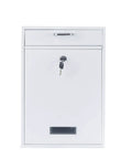 Front view of Wall Mounted Locking Vertical Dropbox Mailbox White Finish Large Safe And Secure Steel Construction Heavy Duty