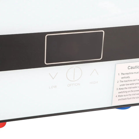 Control panel of Rock Solid Wall Mounted Tankless Electric Water Heater Packs 4500W showing settings for hot water.