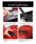 Saw blade installation steps for Tough As Nails Heavy Duty Electric Slotting Machine with 3000W motor and adjustable depth.