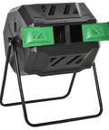 Dual Chamber 43 Gallon Rotating Compost Tumbler With 360 Degree Tumbling, Deep Fins And Aeration Vents, No-Fuss Backyard Outdoor Garden Waste Bin For Patio Lawn And Green Spaces