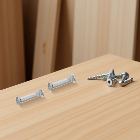 100Pcs M6 Cabinet Connector Screws For Wood Furniture Closet And Desk Heavy Duty Cold Rolled Steel Binding Posts Machine Screw Threads And Splint Nuts Sturdy Hardware For Easy Tight Rock Solid Assembly, M6 metal connector screws and bolts on wood