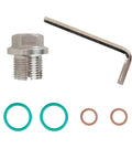 Oversized Piggyback Garage Grade Oil Drain Plug Kit M14.1 By 1.5 Stainless Steel With O Ring And L Wrench Self Tapping Repair Screws