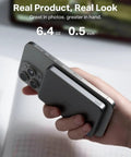 Snag This Ultra Slim Magnetic Wireless Power Bank With 10000mAh Juice And 22.5w Rapid Boost For iPhone 17 16 15 Series, held in hand.