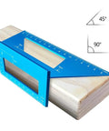Digital Caliper, Woodworking Angle Ruler 45-90 Degree Aluminum Alloy Square on wood, marking 45 and 90 degree angles.