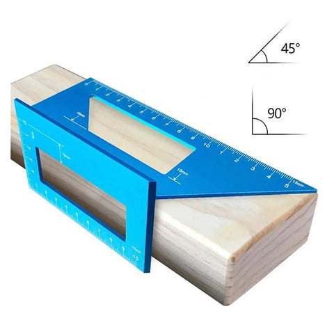 Digital Caliper, Woodworking Angle Ruler 45-90 Degree Aluminum Alloy Square on wood, marking 45 and 90 degree angles.
