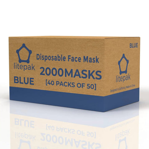 All Day Comfort 2000 Count 3 Ply Disposable Face Masks For Adults With Nose Wire Breathable Protective Covering Black Ultra Soft Ear Loops For Everyday Use packaging box