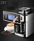Legit Automatic Drip Coffee Maker With Built In Burr Grinder Smart Temp Control Programmable Timer and One Touch Brew displayed with a cup of coffee.
