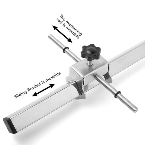Pro Grade Derailleur Hanger Alignment Gauge Tool for Bicycle, stainless steel, showing sliding bracket and movable rod.