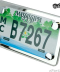 Premium Heavy Duty 304 Stainless Steel Motorcycle License Plate Frame For Standard American Plates with Mississippi plate.