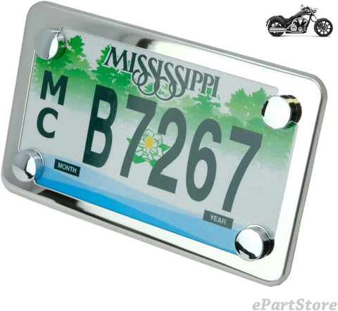 Premium Heavy Duty 304 Stainless Steel Motorcycle License Plate Frame For Standard American Plates with Mississippi plate.