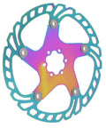 Rock Solid Metal Disc Brake Pads For Mountain Bikes With Five Nail Design delivering beast mode stopping power fits hydraulic mechanical brakes 203mm lightweight killer trail replacement close-up of colorful rotor.
