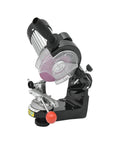 Rock Solid 230W Bench Chainsaw Sharpener With A Lightning Fast 3000Rpm Electric Chain Grinder and rugged aluminum body side view.