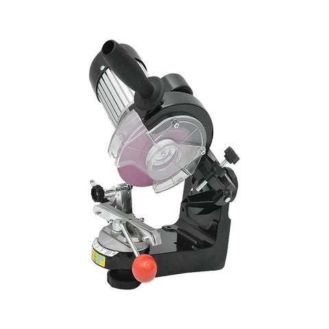 Rock Solid 230W Bench Chainsaw Sharpener With A Lightning Fast 3000Rpm Electric Chain Grinder and rugged aluminum body side view.