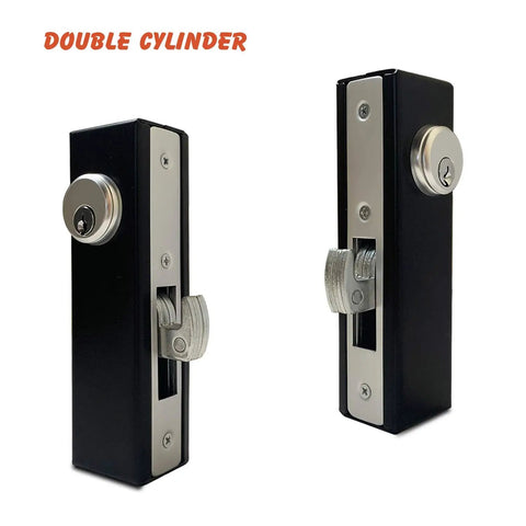 Hook Bolt Mortise Lock For Sliding Gates, Weldable Steel Hook Lock With Double Cylinder Security, One And One Eighth Inch Backset