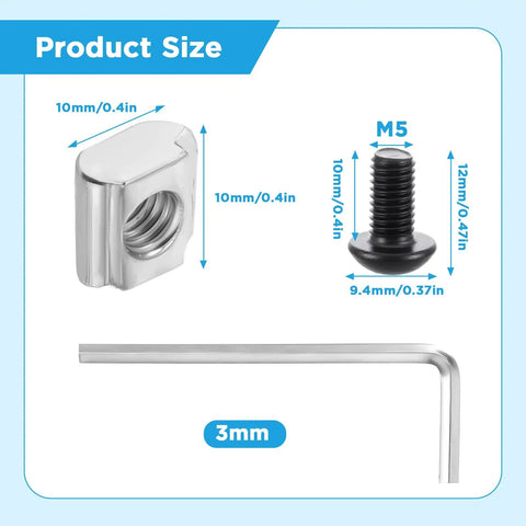 40 Piece Black 2020 Series Aluminum Extrusion Connector Kit With 40 2028 Corner Brackets, 80 T Slot Nuts And M5 Hex Screws Plus 1 Wrench