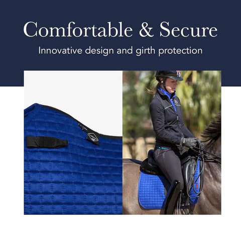 Anti Slip Dressage Saddle Pad With Soft Shell For Saddle Stability And Grip Breathable Wither Cut Navy on horse