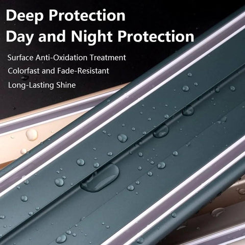 Close-up of Gold Double Row Ceiling Curtain Track System with water droplets showing waterproof design and deep protection features.
