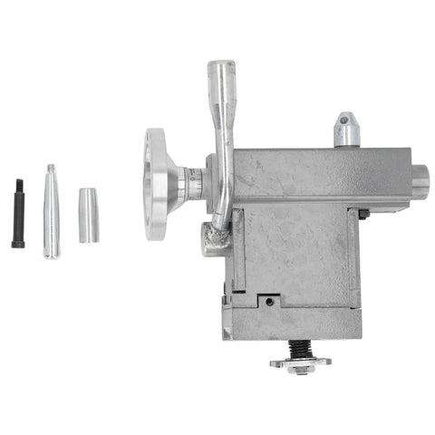 Adjustable Multifunctional MT2 Tailstock Live Center For Wood And Metal Lathes with aluminum construction and two handles, side view