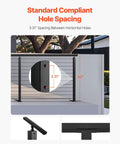 Built Solid Ready To Rock Pre Drilled Cable Railing Post Kit With 12 Holes For Level Decks And Balconies 42 Inch High showing 3.31" spacing between holes.