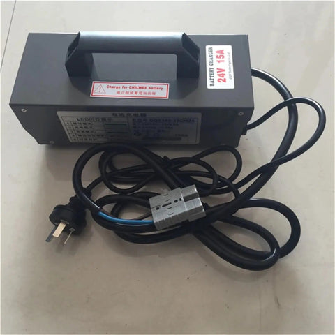 Heavy Duty 24V 15A Battery Charger For QqE360-15Ch24 Floor Scrubber Electric Forklift & Hydraulic Handling Stacker with power cord.