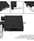 Kickass X Axis Linear Stage 80x80 mm With Micrometer Manual Translation Aluminum Alloy Black Anodized Finish Single X Slide