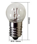 Snag This Slick Ten Pack Of E10 3.8v Warm White Miniature Screw Base Bulbs Ideal For Flashlight Refills And Panel Gauges close-up of E10 bulb dimensions