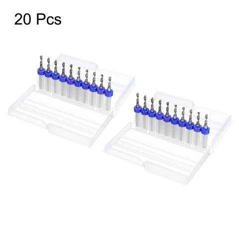 20 Pc Micro PCB Drill Bit Set 2.4mm Tungsten Carbide Twist Drill Bits With One Eighth Inch Shank For Printed Circuit Boards CNC