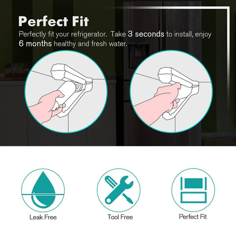 Diagram showing installation of NSF53 Certified Refrigerator Water Filter Replacement For LG LT700P and Kenmore Elite 9690.