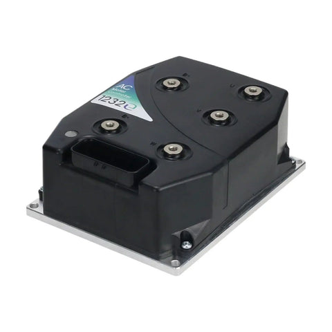 Top G AC Motor Controller 1232E-2321 Super Durable 24 Volt 250 Amp Speed Drive for electric stackers, showing connectors and housing.