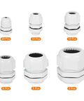 50 Pcs Cable Gland Kit With 1/4 In To 1-1/4 In Size Connectors Nylon Grey Durable Seals varying sizes shown together