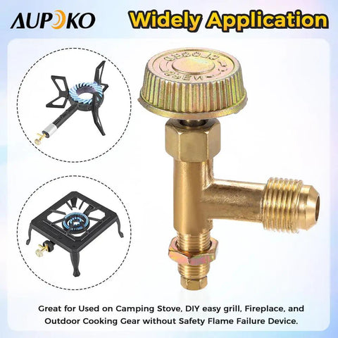Brass Propane Gas Control Valve With 3/8 Inch Male Flare Thread And M10x1 Metric Thread for camping stoves and barbecues